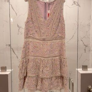 Alice & Olivia floral eyelet crochet accent dress